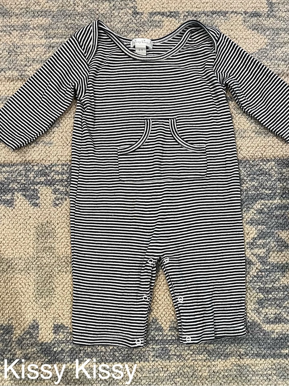 Kissy Kissy navy & White Striped Baby Romper